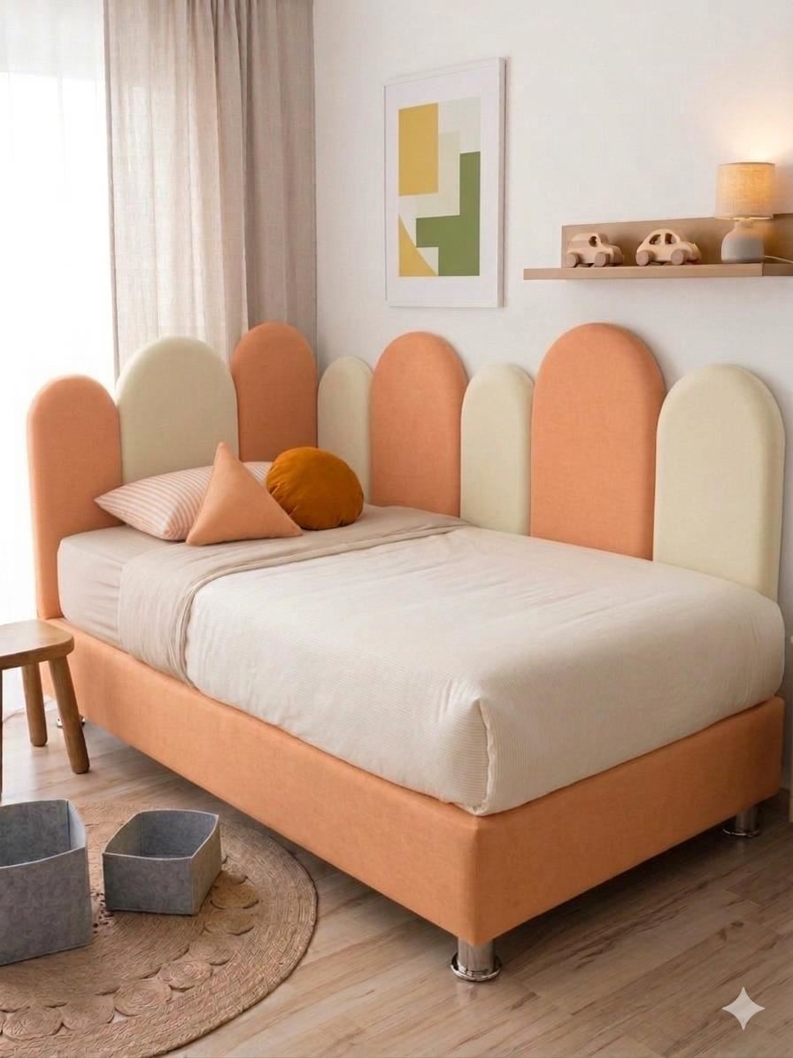 Cama Baby Nube 1.5 Plaza ivory y melon